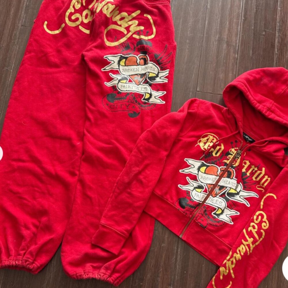 Ed hardy red joggers set